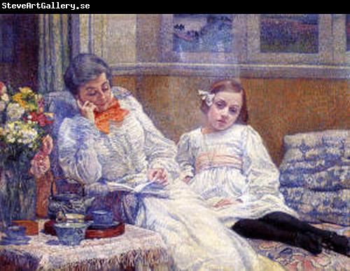 Theo Van Rysselberghe Portrait of Madame van Rysselberghe and daughter